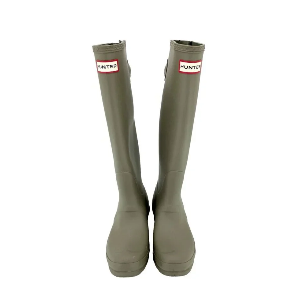 Hunter Original Tall Rain Boots Light Grey Stretch Back SZ 6 US 37 EU New